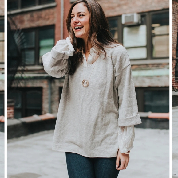 Avalin Rolled sleeve v neck slouchy sweater NWOT one size - Picture 4 of 9